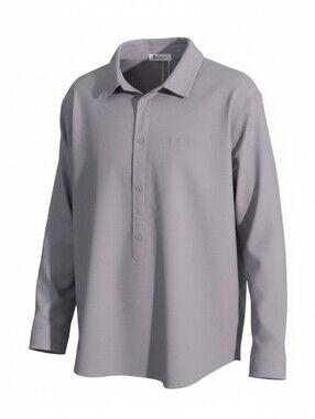 Beotyshow Men's Stretch Grey Button-Up Shirt Long Sleeves Men XX-Large Boxy Chef